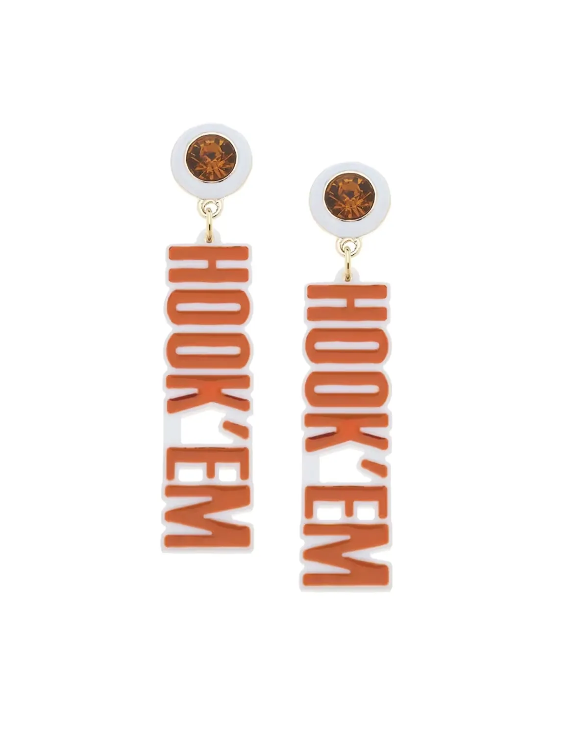Hook 'Em Resin Block Letter Earrings