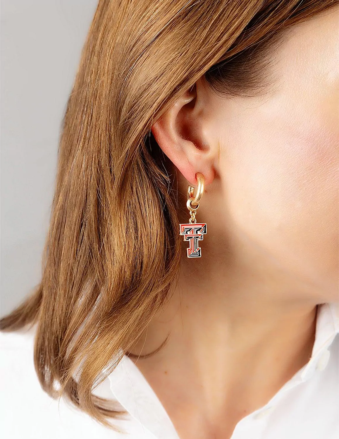 TTU Enamel Drop Hoop Earrings - Image 2
