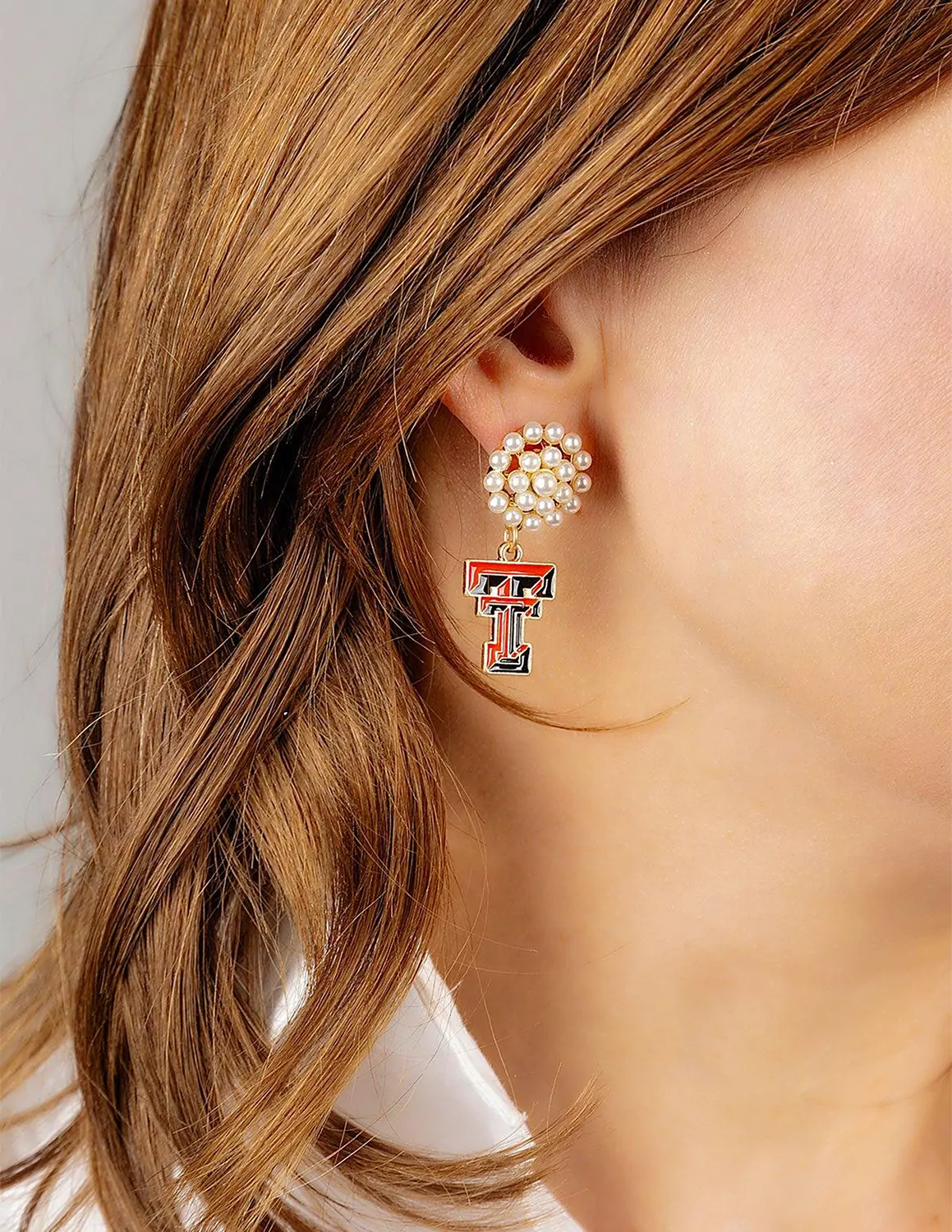 TTU Pearl Cluster Earrings - Image 2