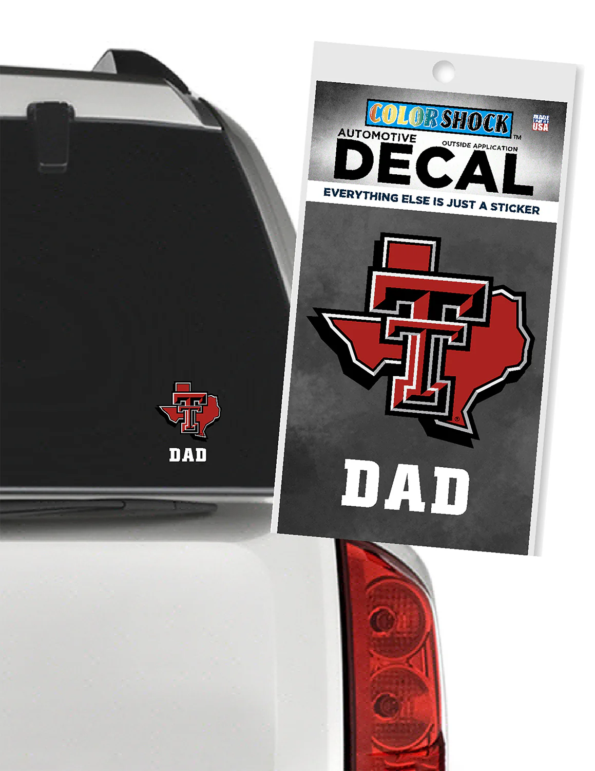 TTU Stacked Over Dad Decal