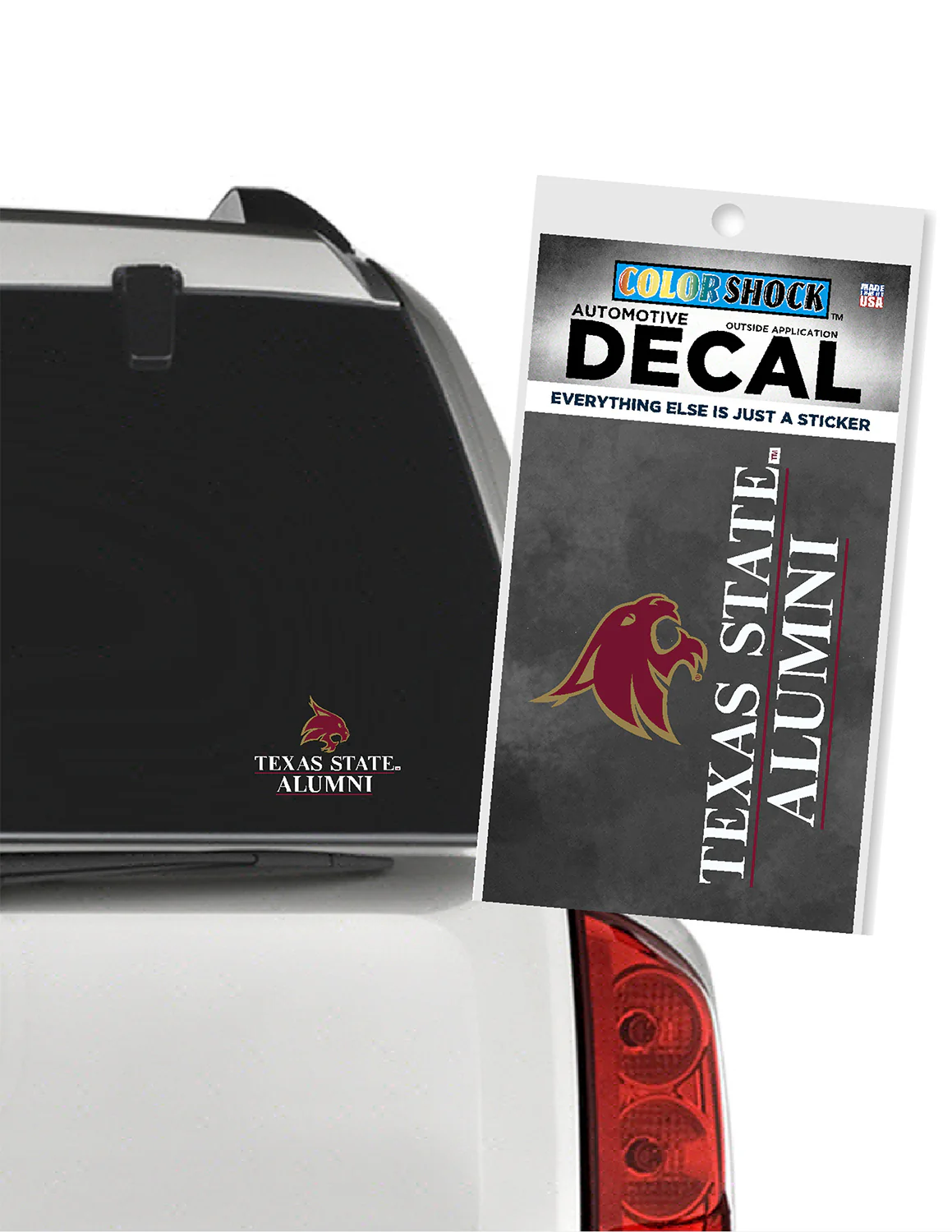 TXST Mascot Over TXST Alumni Car Decal