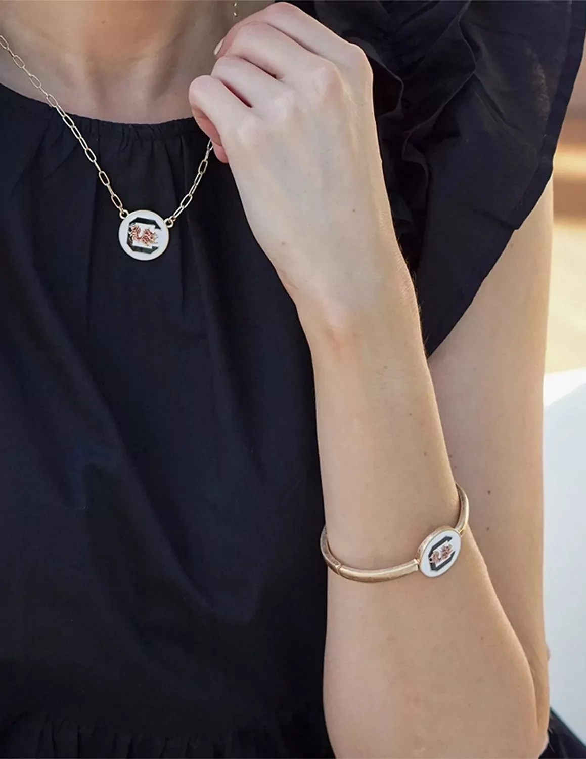 USC Enamel Statement Hinge Bangle - Image 2