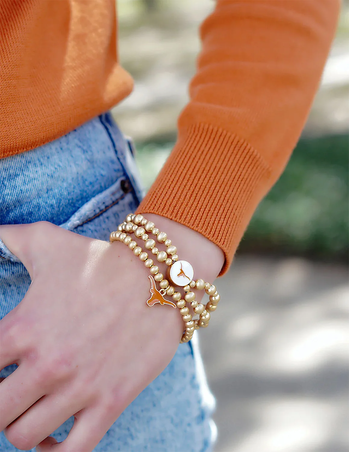 UT 2-Row Ball Bead Stretch Bracelet - Image 2