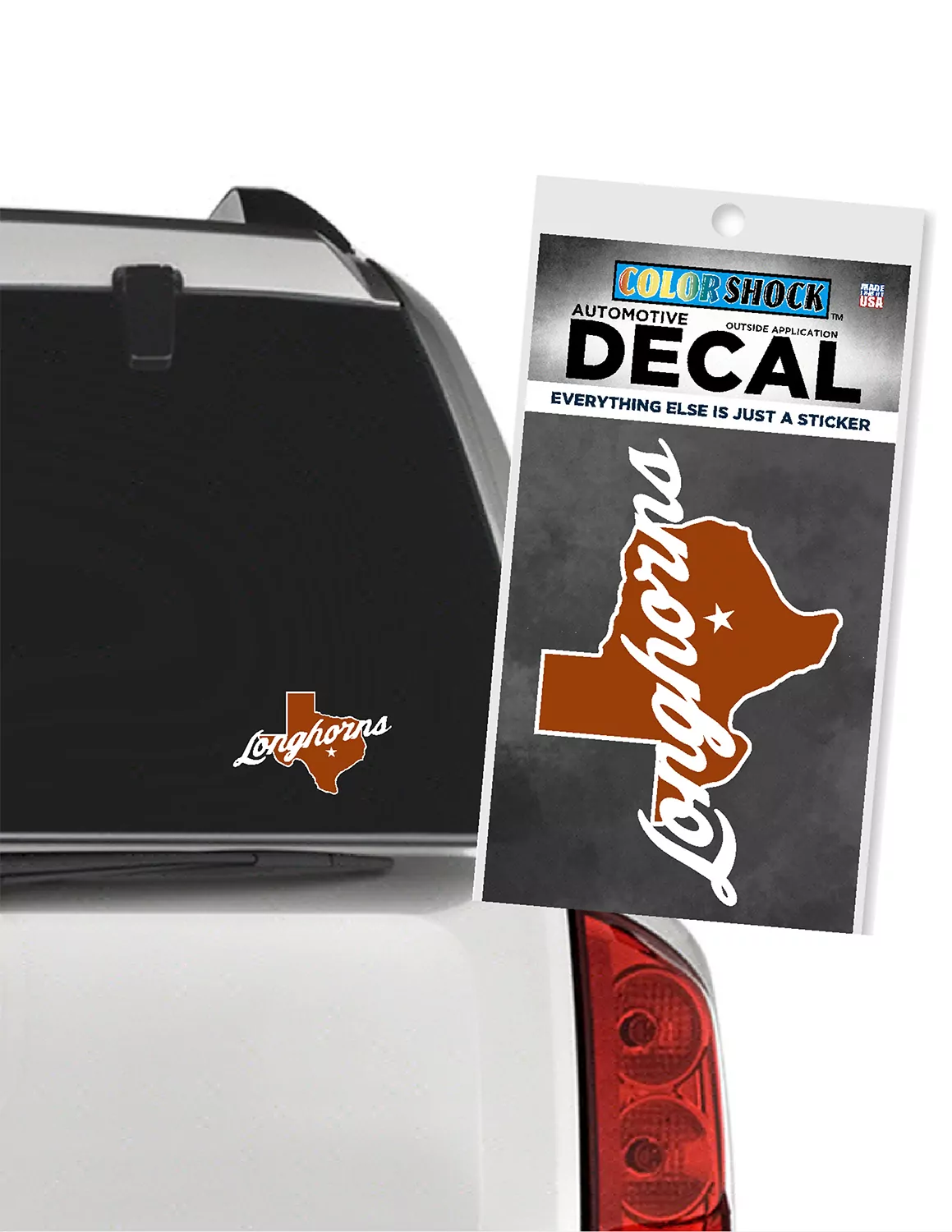 UT State Shape Longhorn Script Decal